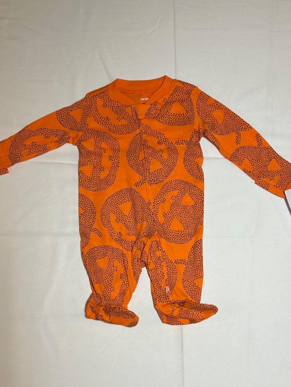 Carter's Unisex Baby Halloween Orange Pumpkin Face Sleep and Play Footed Pjs NWT